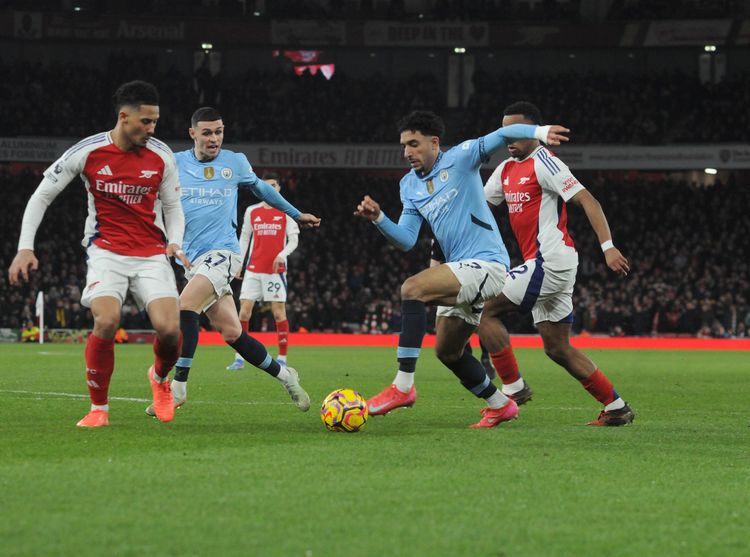Nathaniel Bassey reacts to Arsenal’s victory over Manchester City
