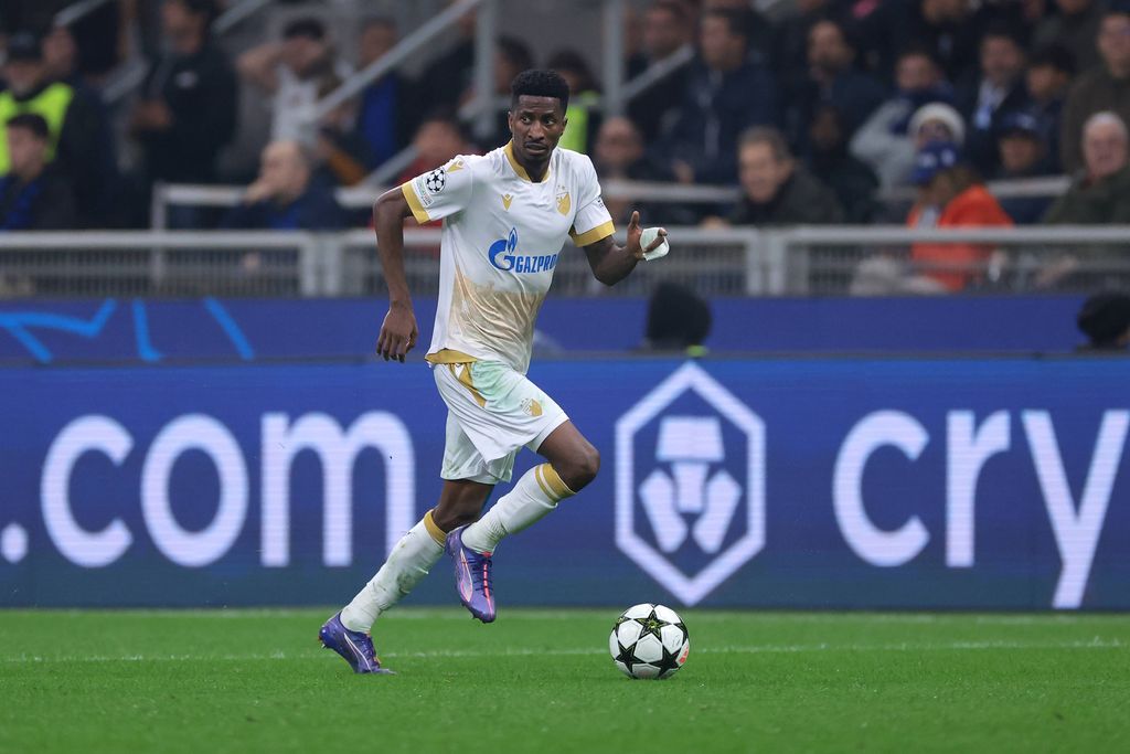 Peter Olayinka during the UEFA Champions League match at Giuseppe Meazza, Milan