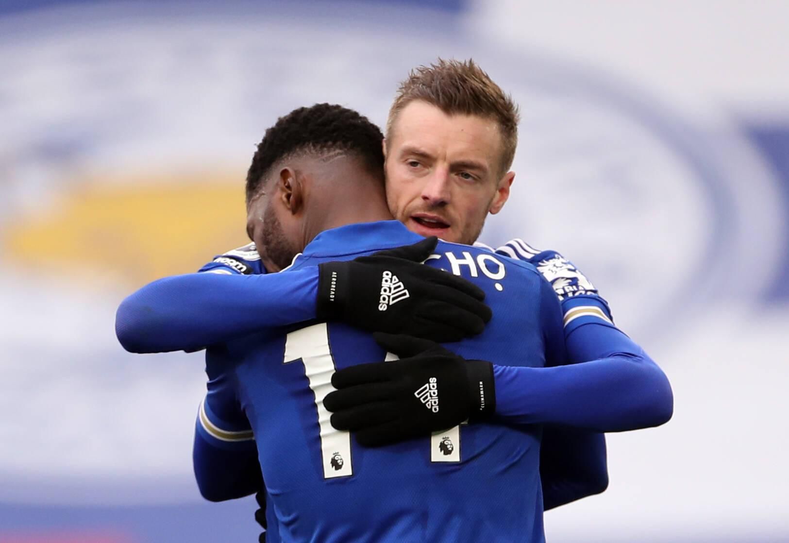 Super Eagles' Kelechi Iheanacho and Jamie Vardy