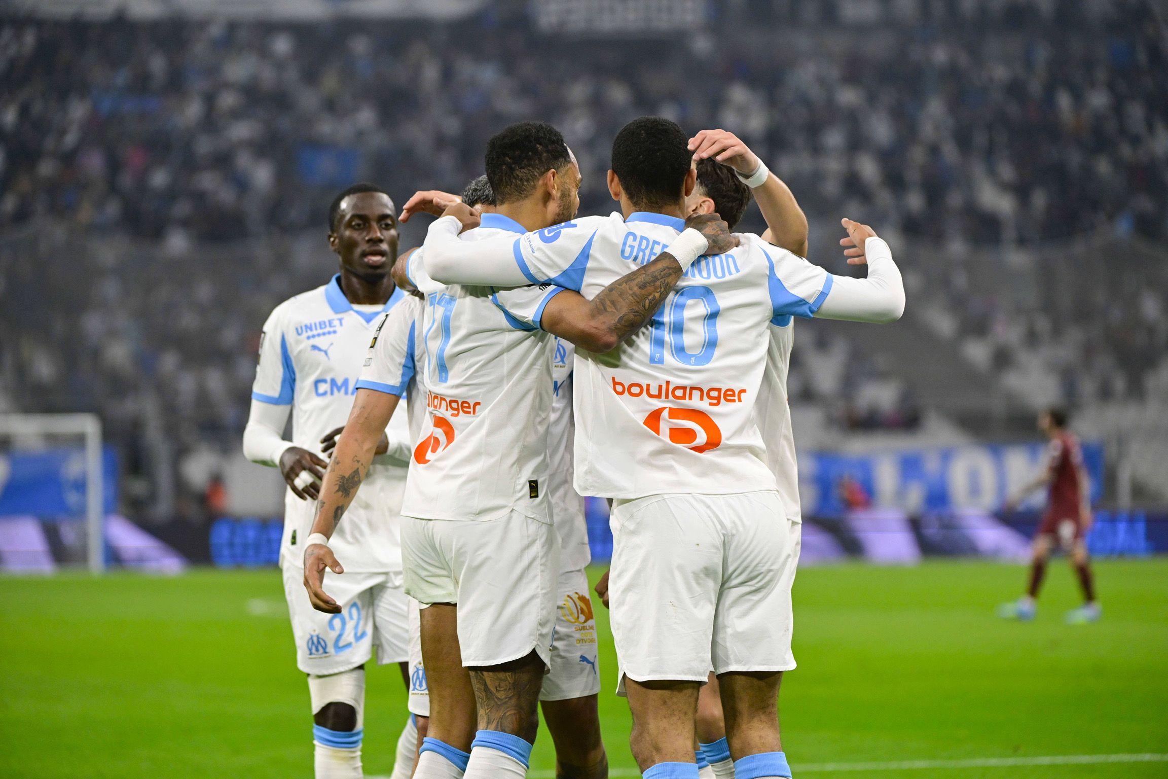 Olympique Marseille players celebrate