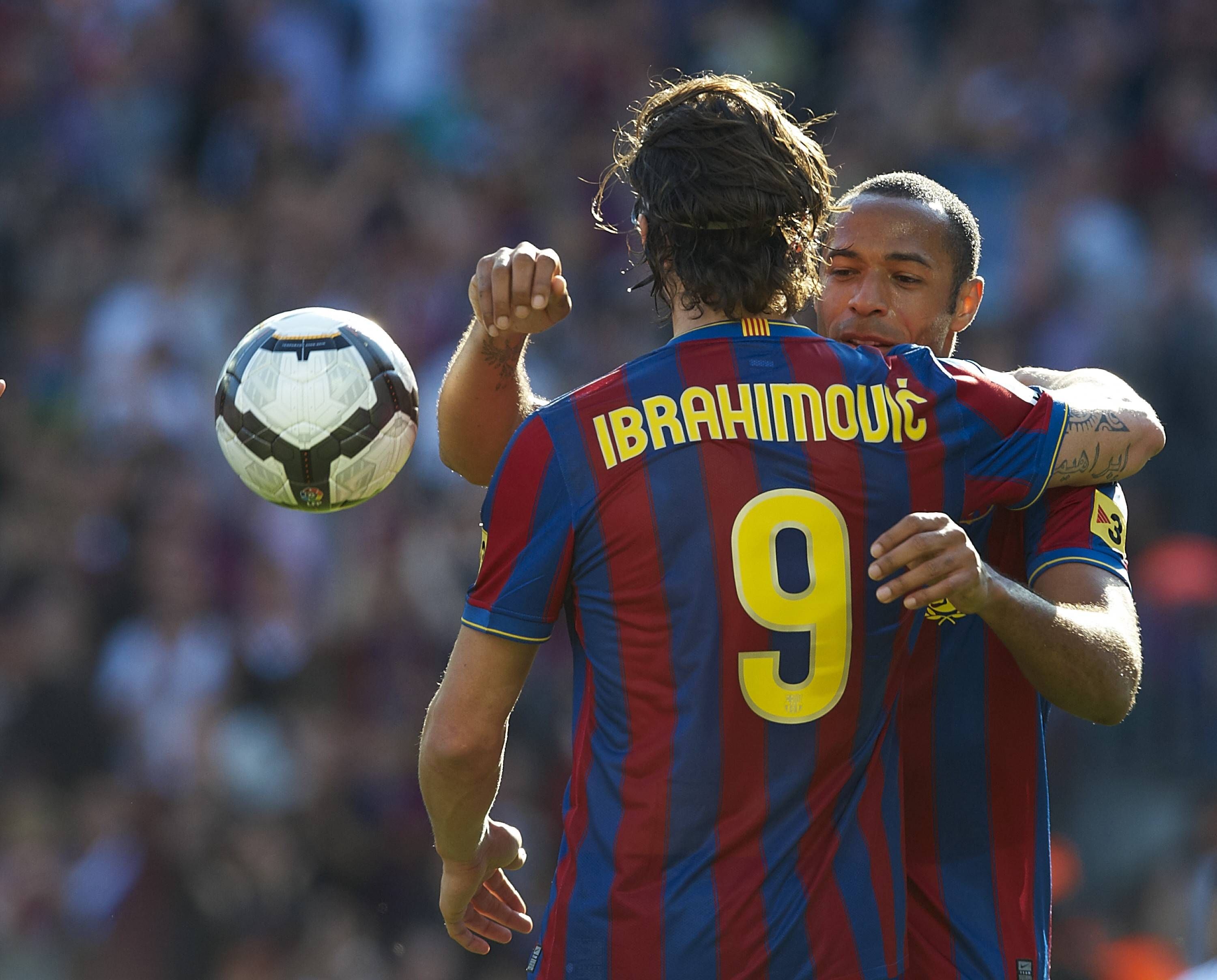 Barcelona greats Thierry Henry and Zlatan Ibrahimovic 