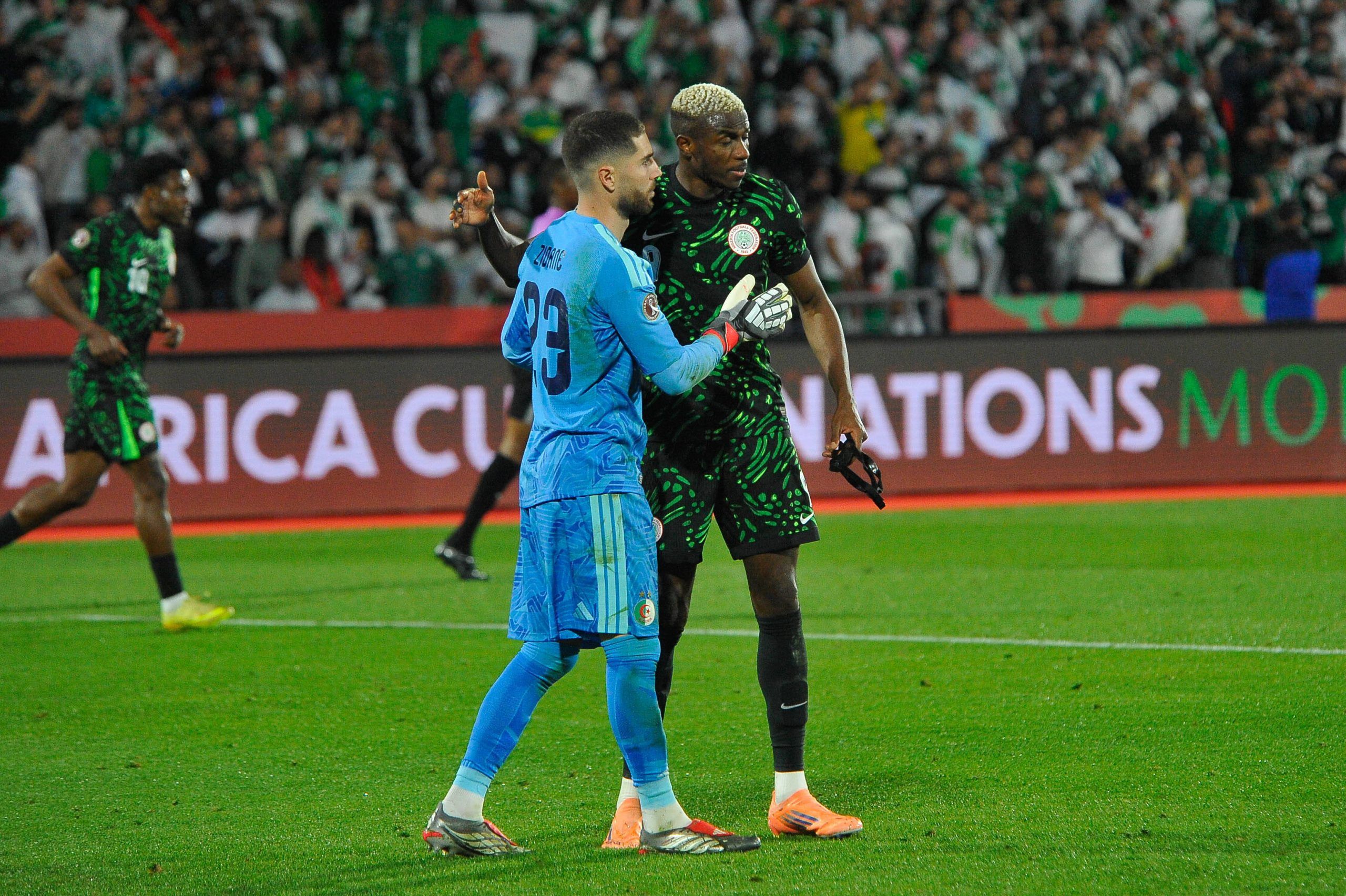 Luca Zidane and Victor Osimhen after the Nigeria vs Algeria match