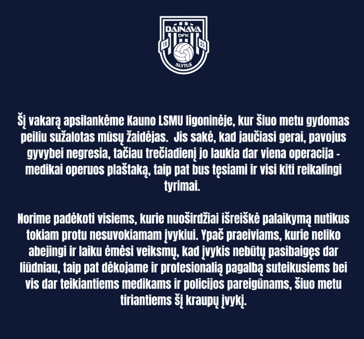 DFK Dainava statement on Jeremiah Chinonso