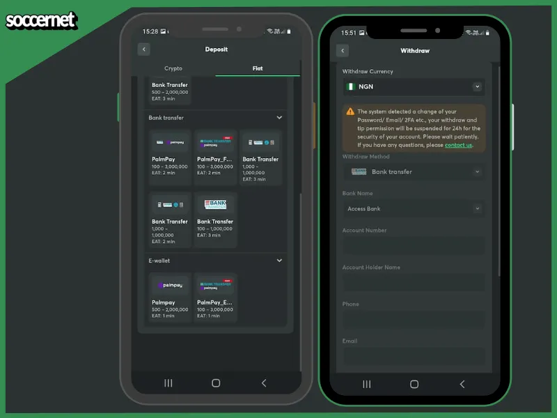 Payment methods on bc game app