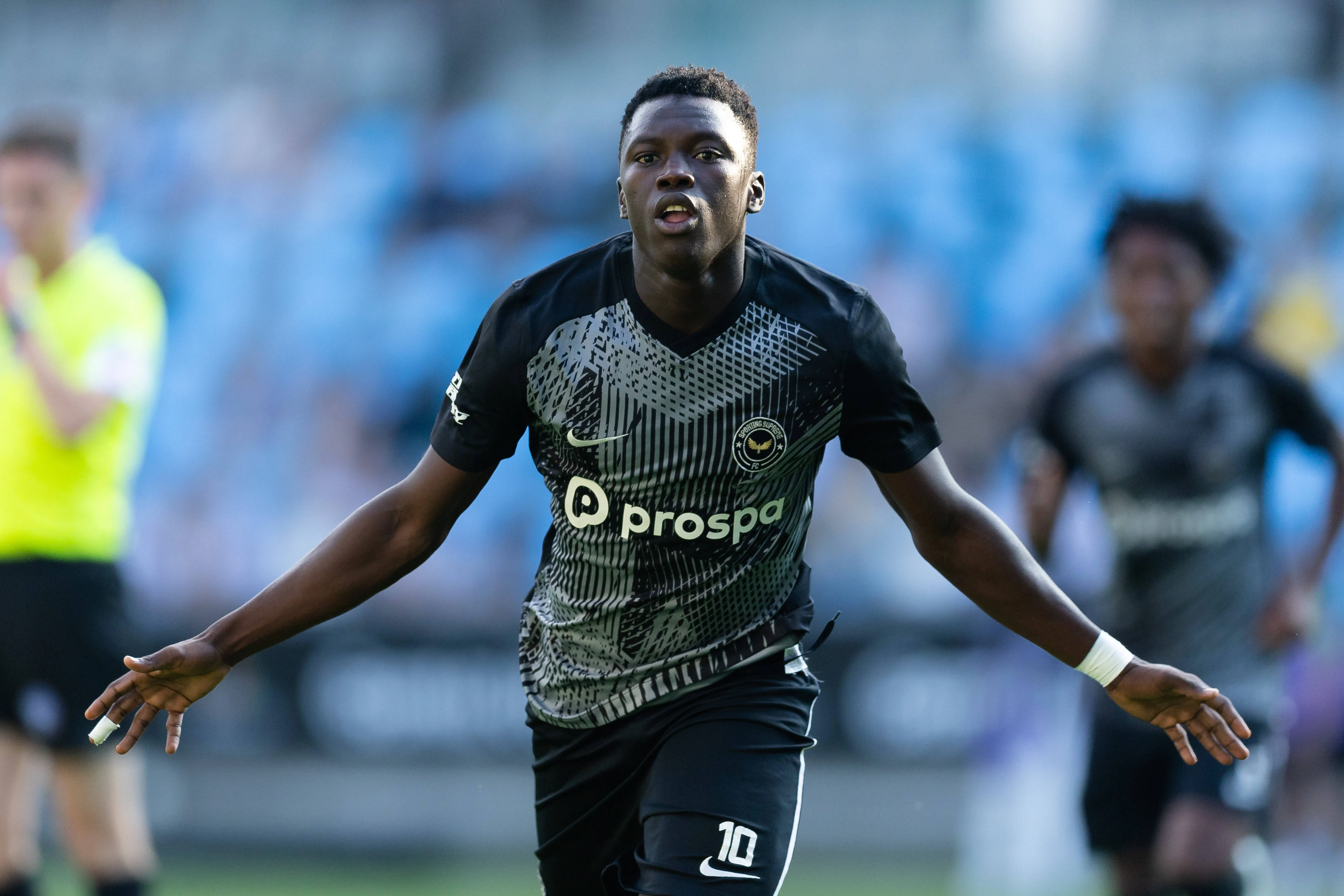 Sporting Supremes Ebrima Manneh celebrates after 1 0 during the Boys 18 final in Gothia Cup between Sporting Supreme and Varberg on July 19, 2025 in Gothenburg.