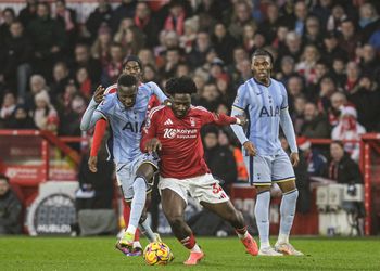 Nathaniel Bassey reacts to Arsenal’s victory over Manchester City