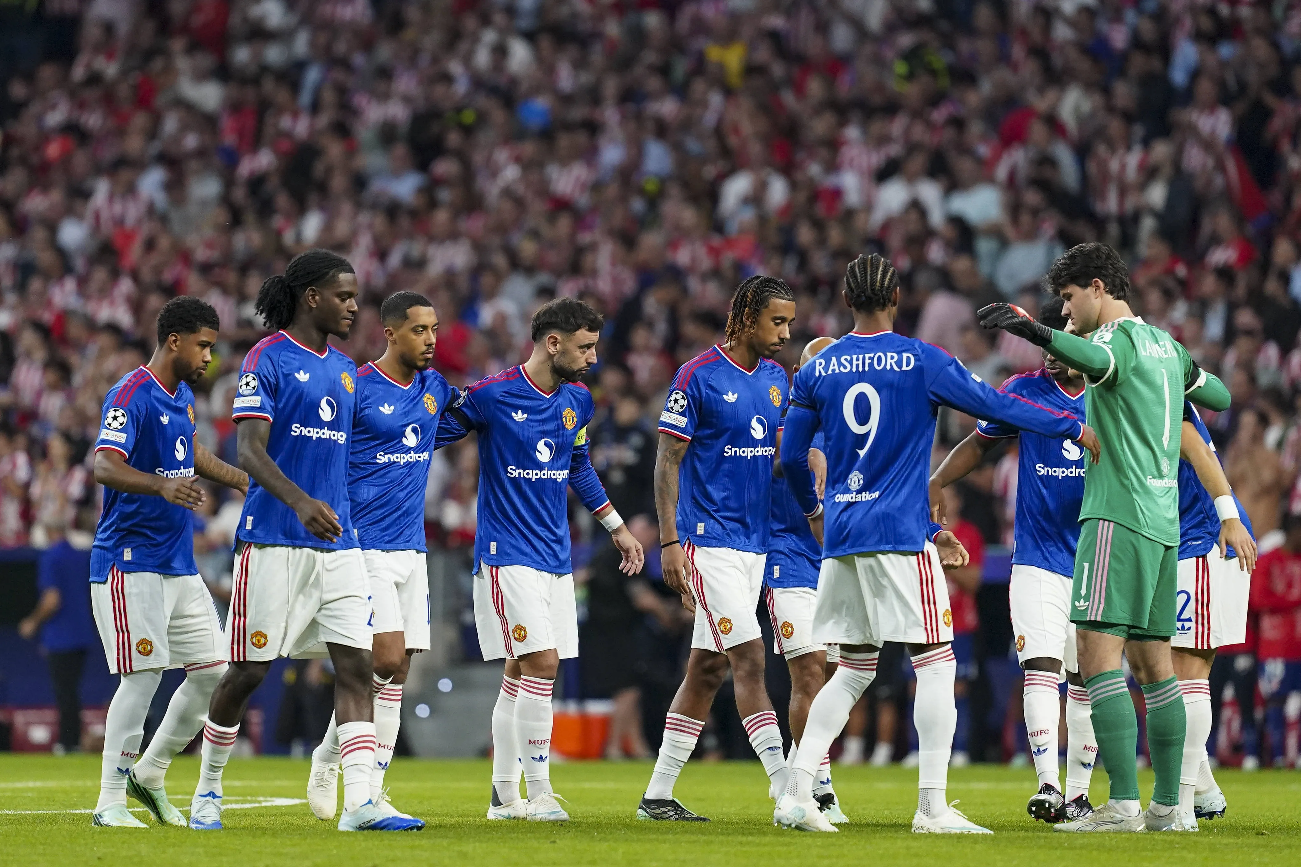 Bruno Fernandes and Manchester United teammates. 