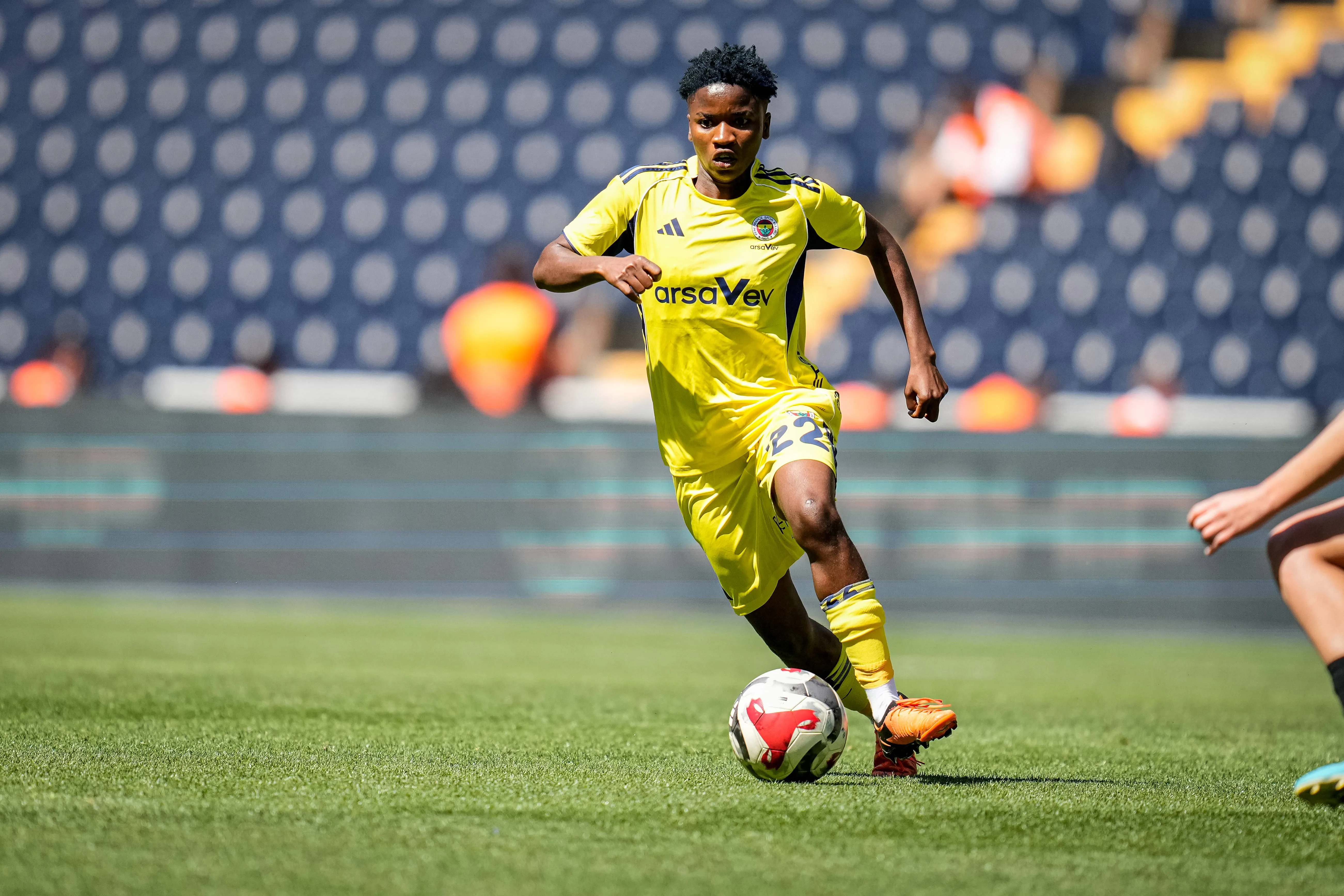 Women's Football Super League Flourish Chioma Sabastine of Fenerbahce Arsavev is in action during the Turkcell Women s Football Super League match between Fenerbahce Arsavev and Unye Kadin Futbol Kulubu at Chobani Stadium in Istanbul, Turkiye, on May 19, 2026. Istanbul Istanbul Turkey.