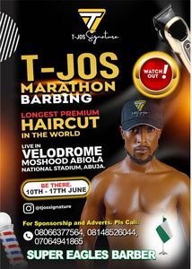 From Osimhen to Guinness records: Super Eagles’ barber Joshua set to cut his way into the history books