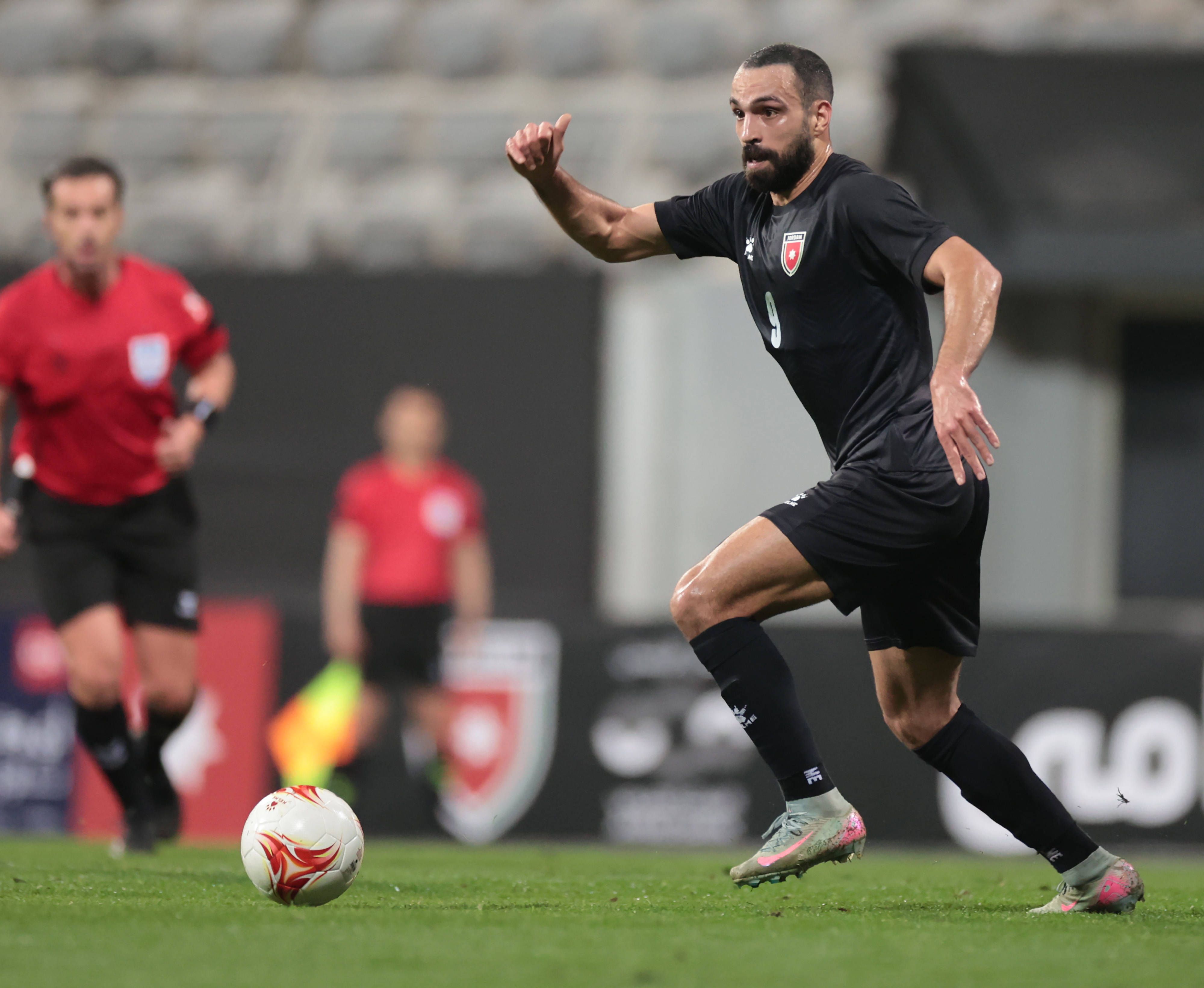 Baha Faisal dribbles during the friendly match between Jordan and Costa Rica in Antalya, Turkey
