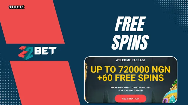 Banner showing details of 22Bet's welcome offer with free spins.