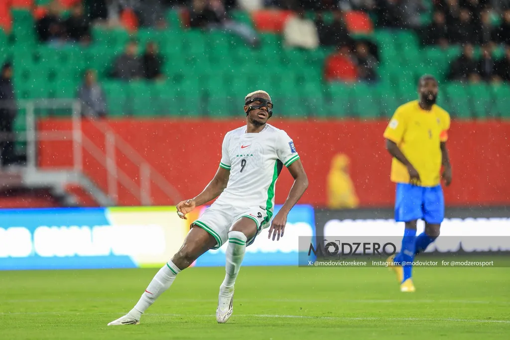 Victor Osimhen in action for the Super Eagles of Nigeria against Gabon