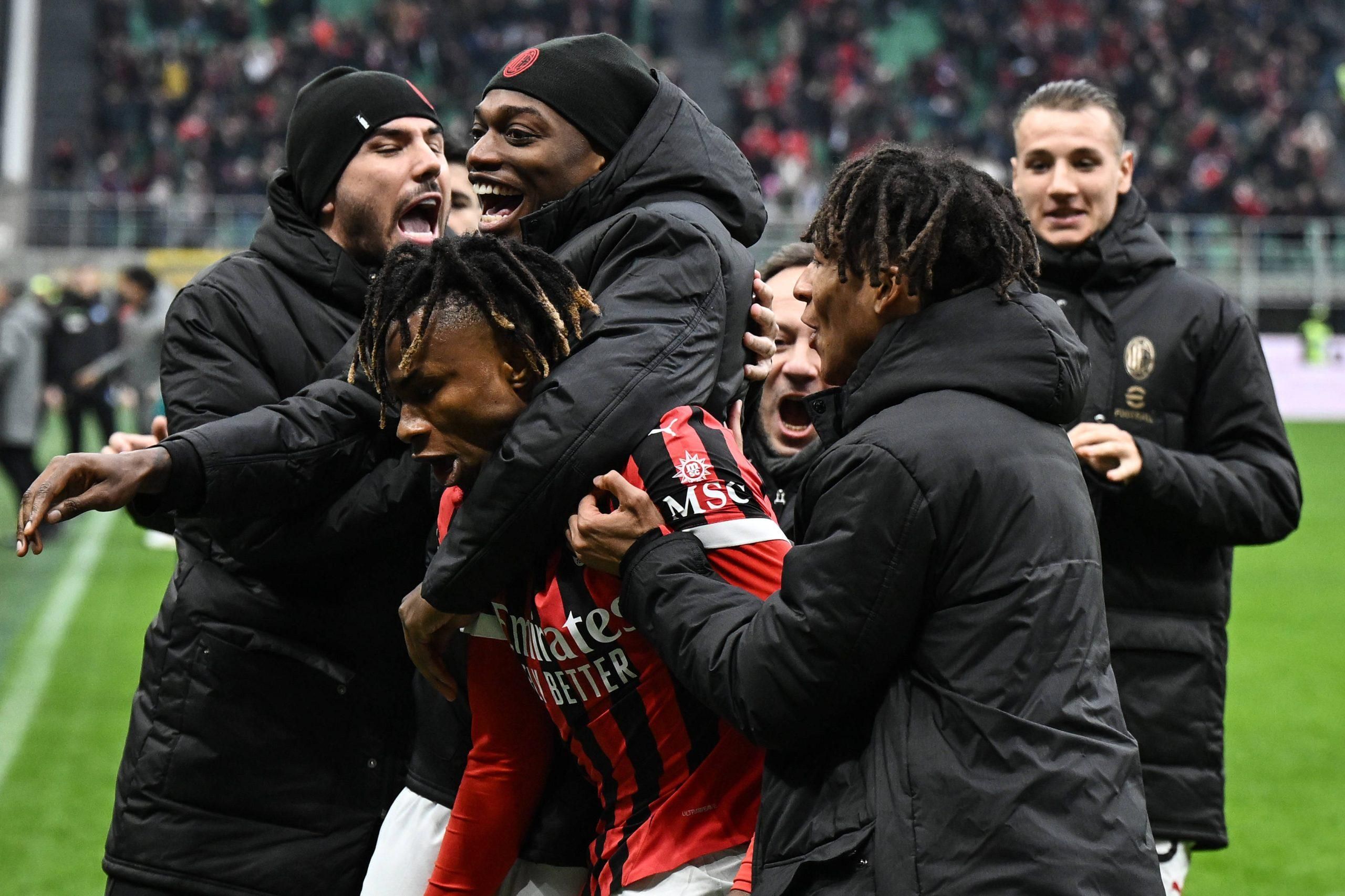 Samuel Chukwueze after scoring for AC Milan