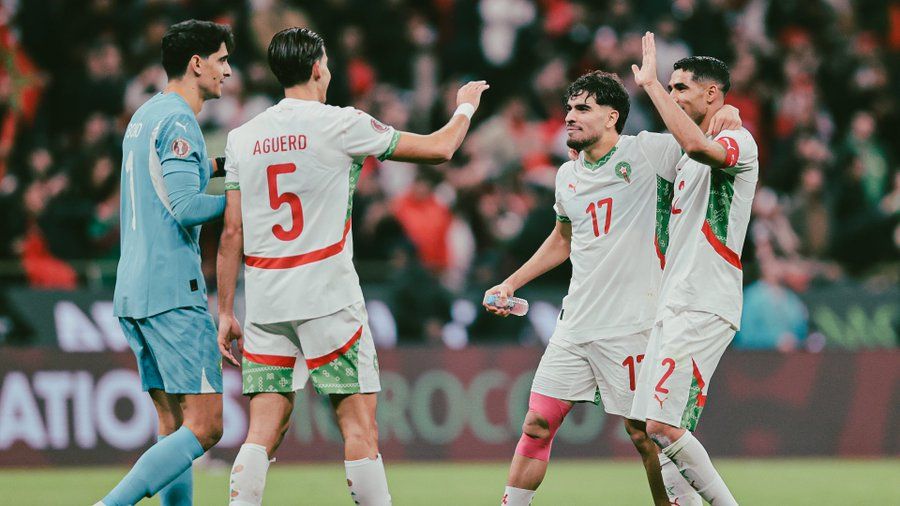 Morocco players Hakimi, Ezzalzouli, Aguerd, Bono (Photo credit: CAF X)