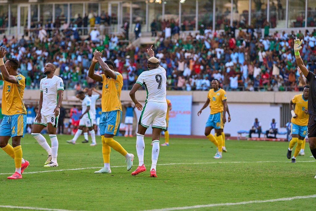 Victor Osimhen in action for the Super Eagles of Nigeria against Rwanda
