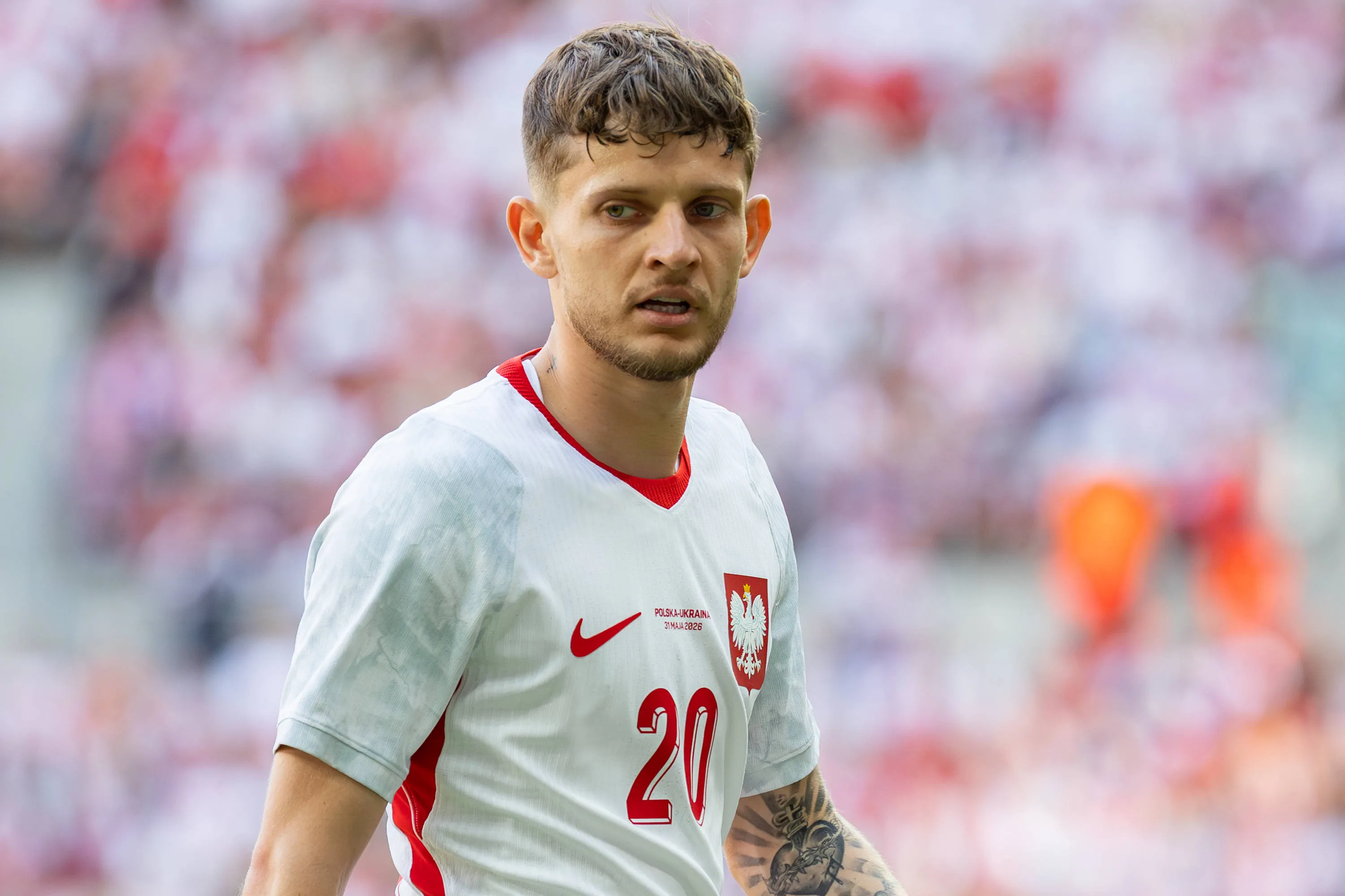 Sebastian Szymanski of Poland seen during the friendly match between Poland and Ukraine at Tarczynski Arena Wroclaw Stadium. Final score Poland 0:2 Ukraine.