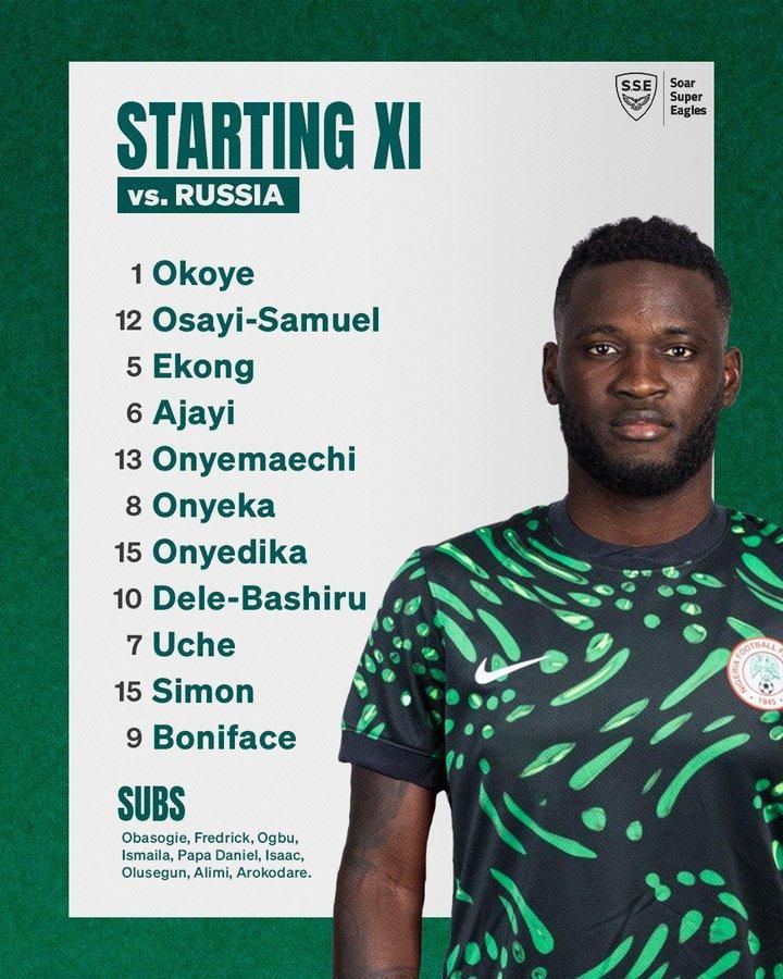 Super Eagles XI against Russia