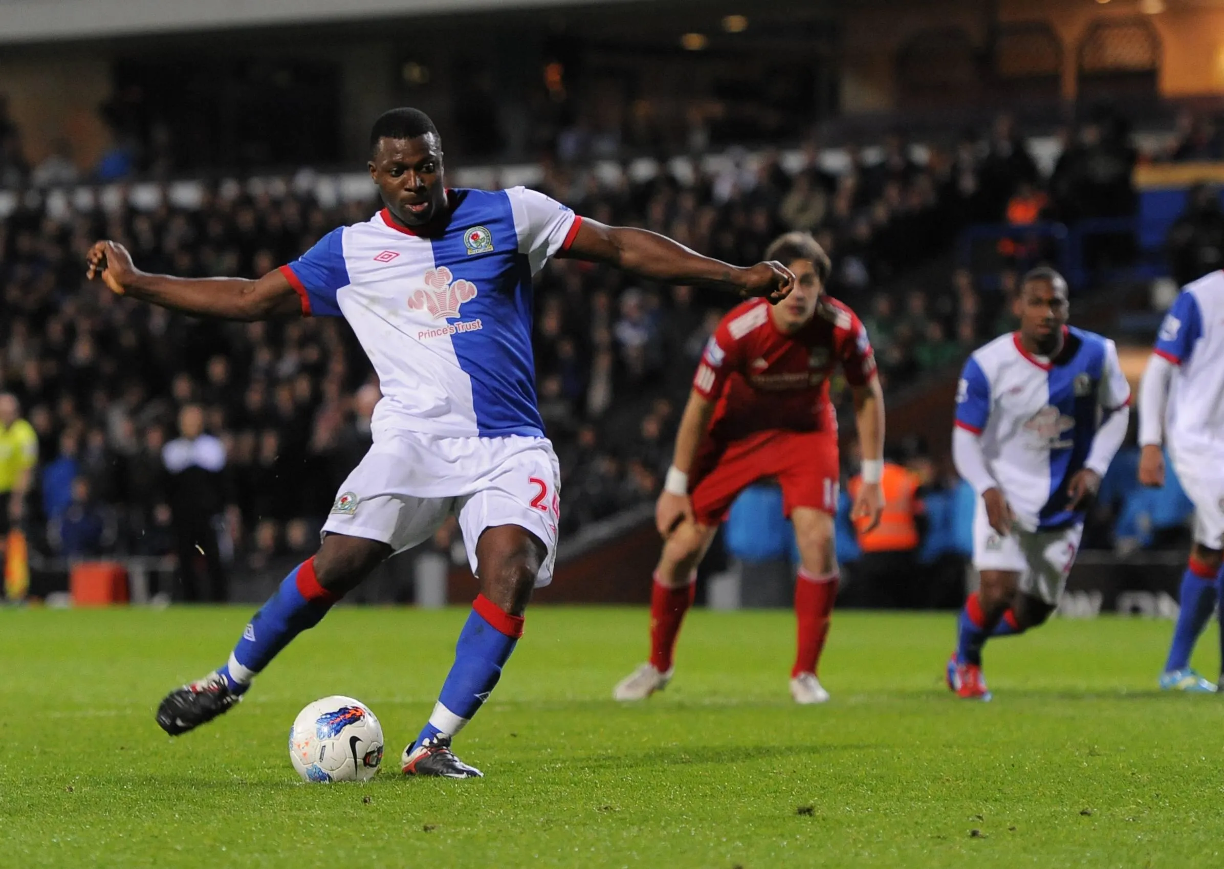Yakubu Aiyegbeni of Blackburn Rovers scores a second goal.Barclays Premier League match between Blackburn Rovers v Liverpool