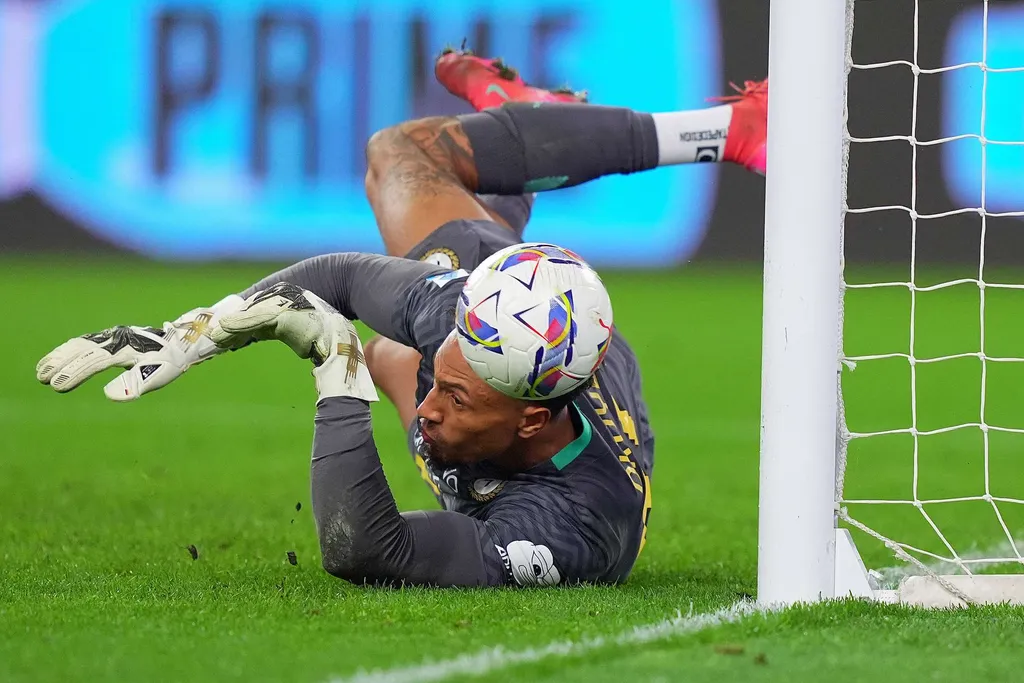 Maduka Okoye makes a save