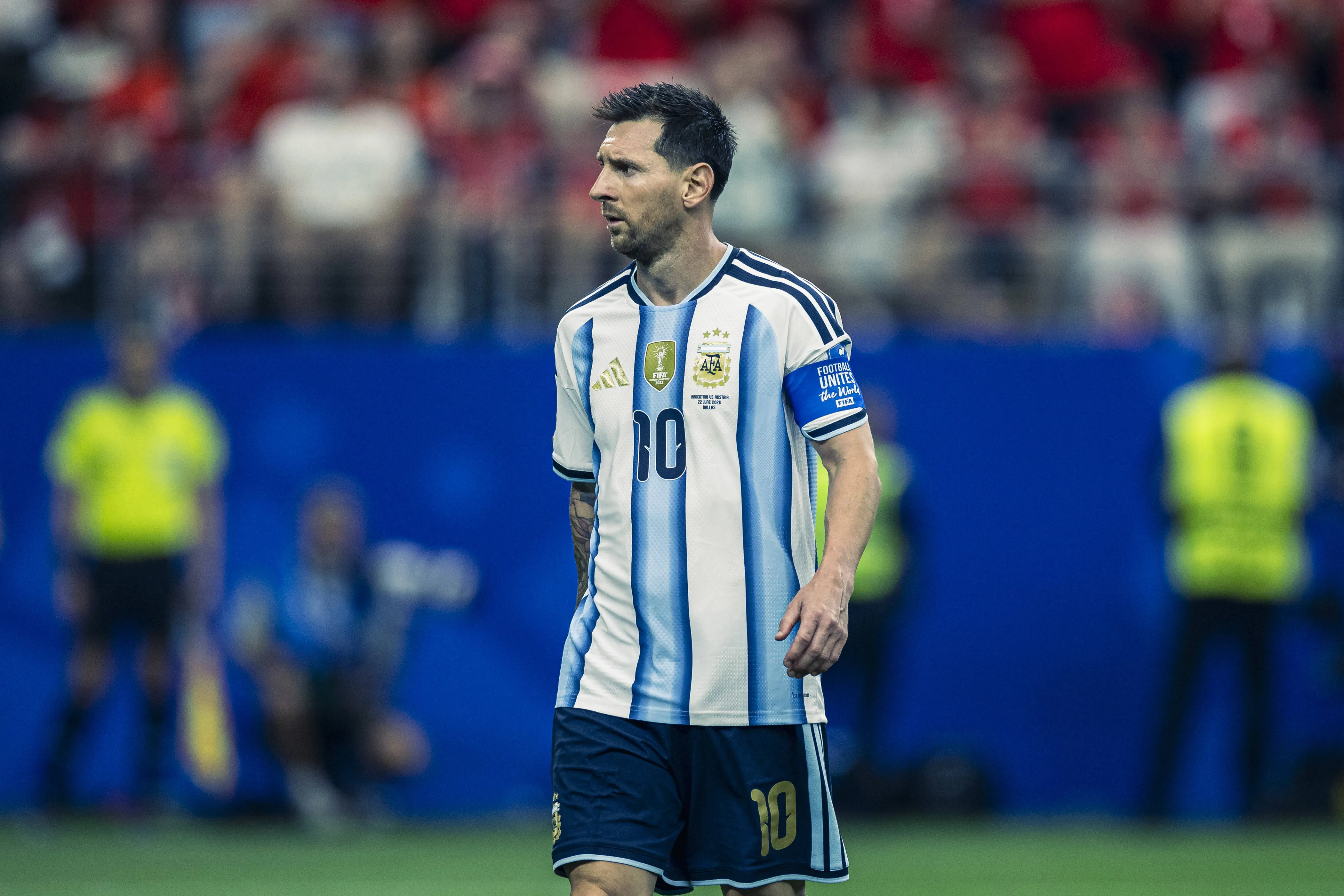Lionel Messi of Argentina looks on