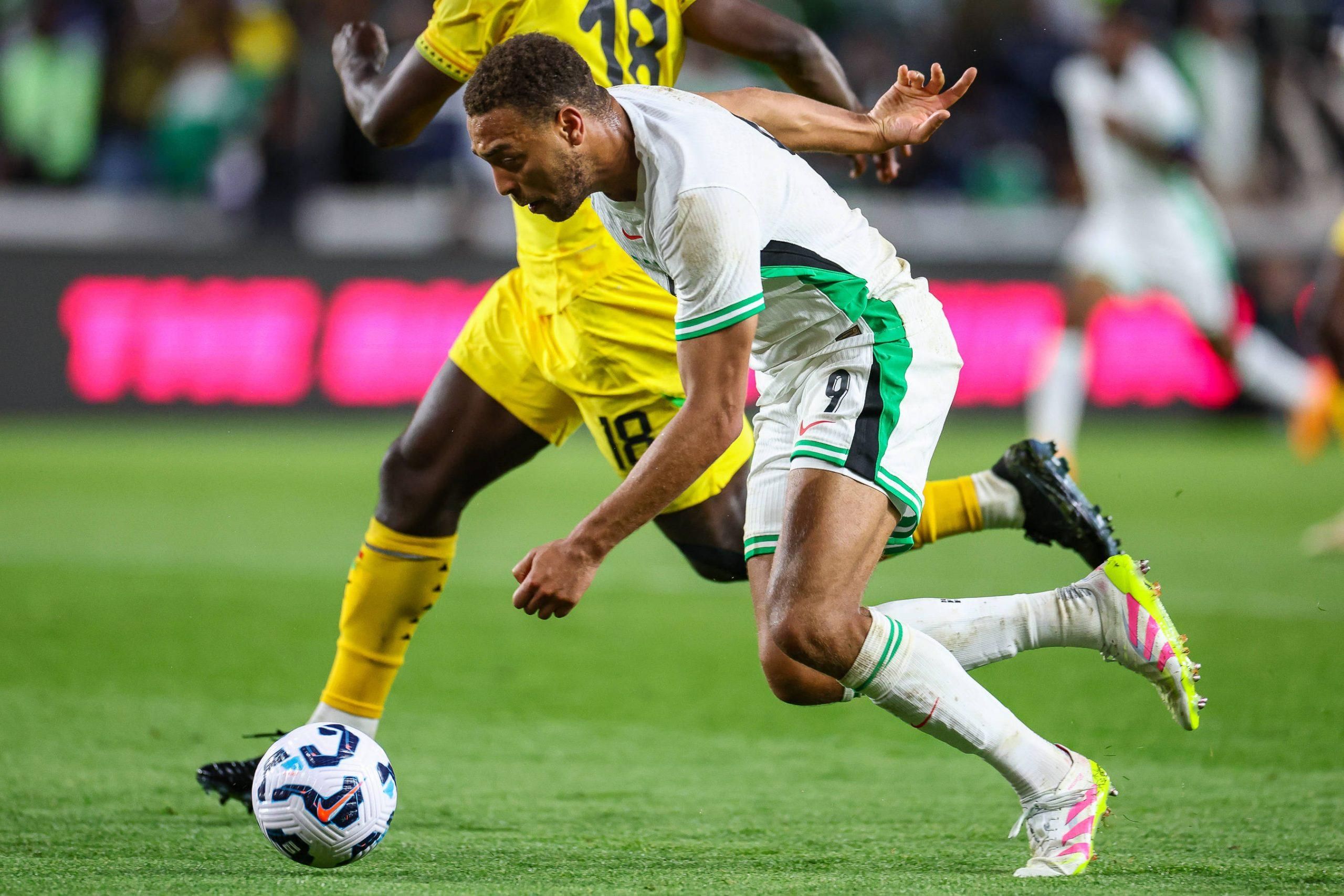 Rangers Cyriel Dessers in action for the Super Eagles of Nigeria