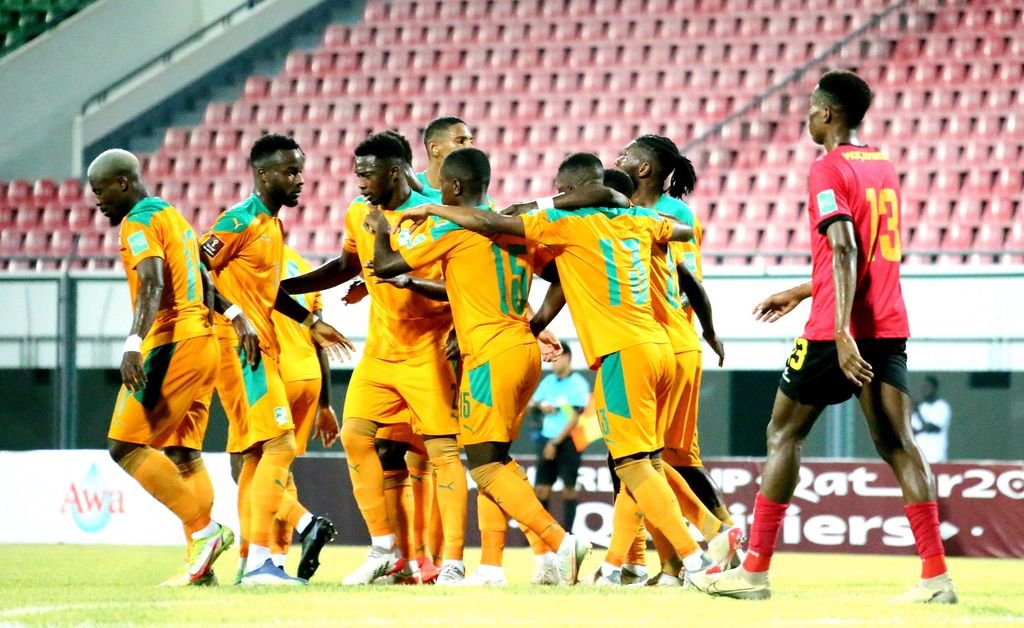 Cote d Ivoire celebrate goal against Mozambique