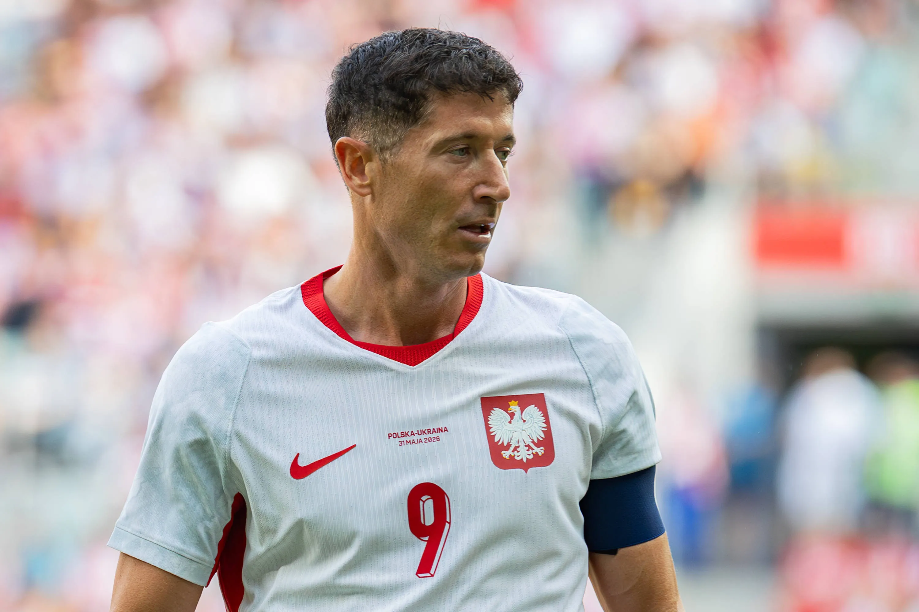 Robert Lewandowski of Poland during the friendly match against Ukraine