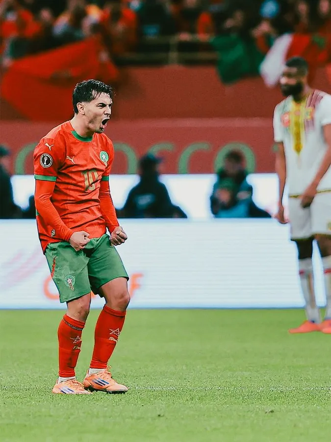 Brahim Diaz celebrates goal for Morocco
