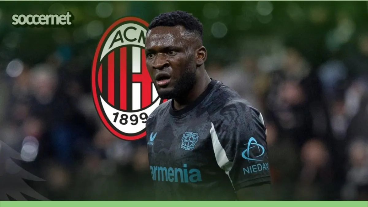 Victor Boniface with AC Milan logo