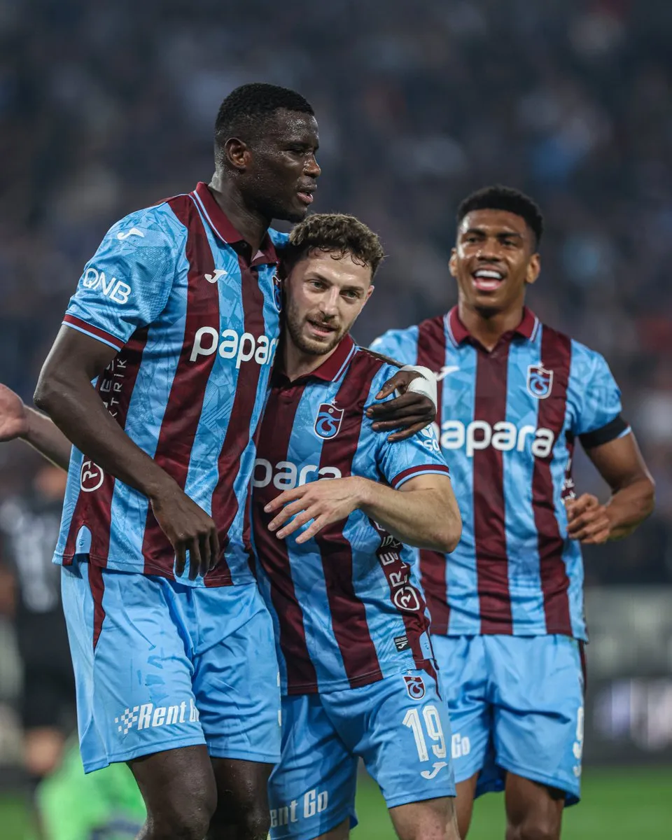 Paul Onuachu and Trabzonspor teammates celebrate goal