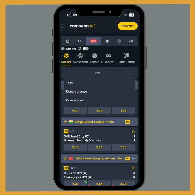 Campeonbet app live betting