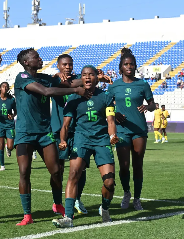 Nigeria's Super Falcons celebrate goal against South Africa