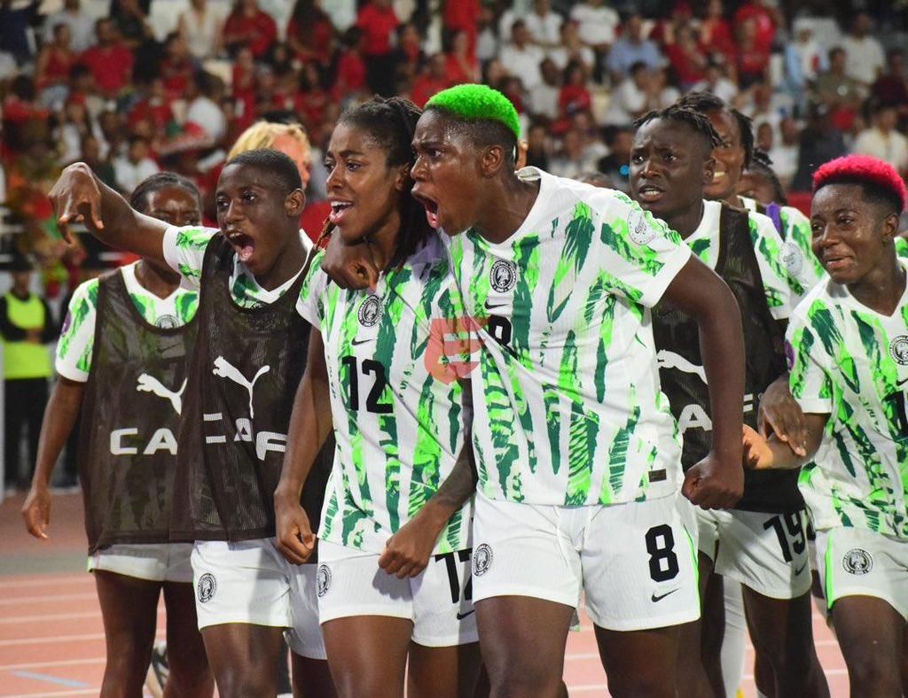 Super Falcons' of Nigeria celebrate their winner against Morocco in the WAFCON 2024 final