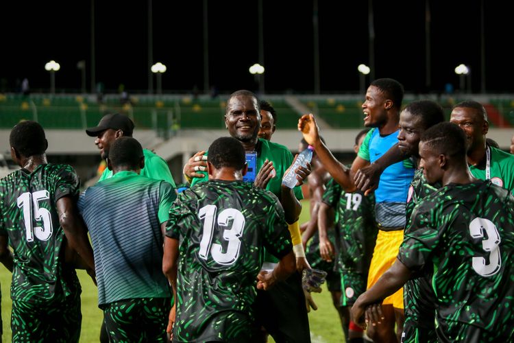 Nigeria's Flying Eagles celebrate WAFU B success.