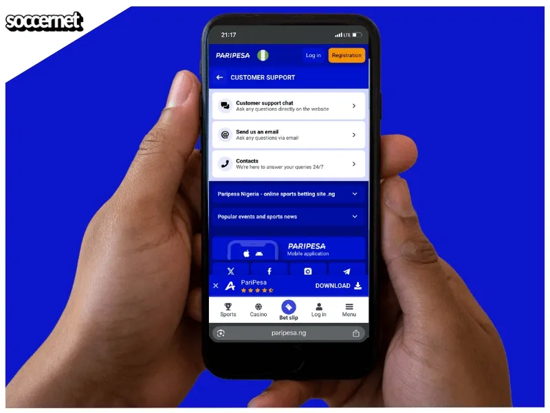 Paripesa review of the customer support options