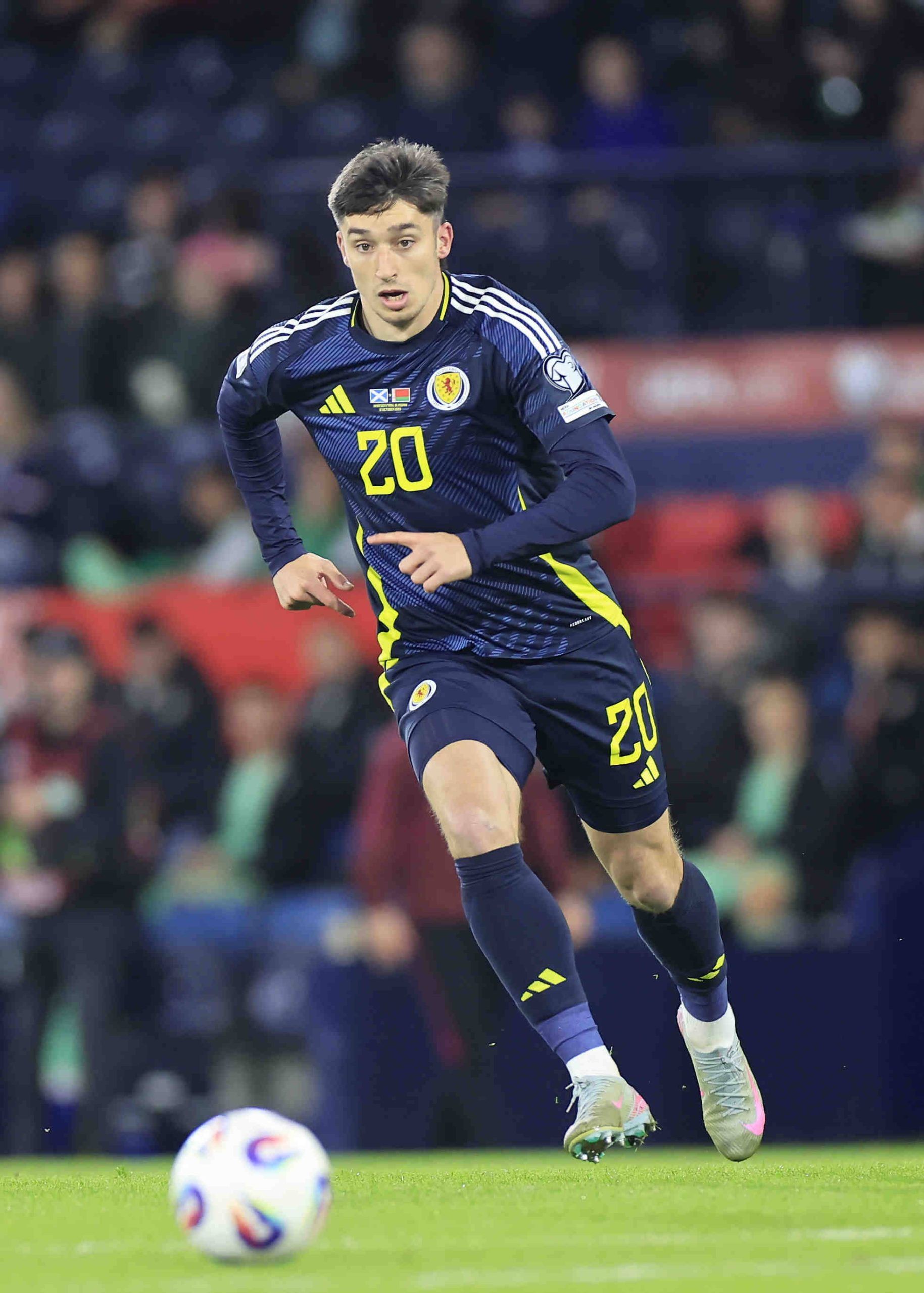 Kieran Bowie of Scotland in action during the 2026 FIFA World Cup Qualifiers Group C match at Hampden Park