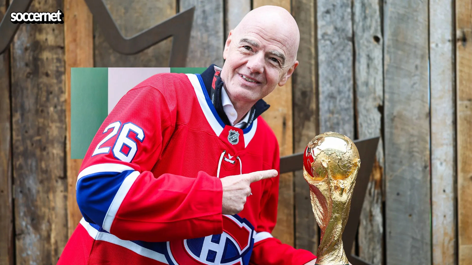 FIFA President Gianni Infantino with the FIFA World Cup title