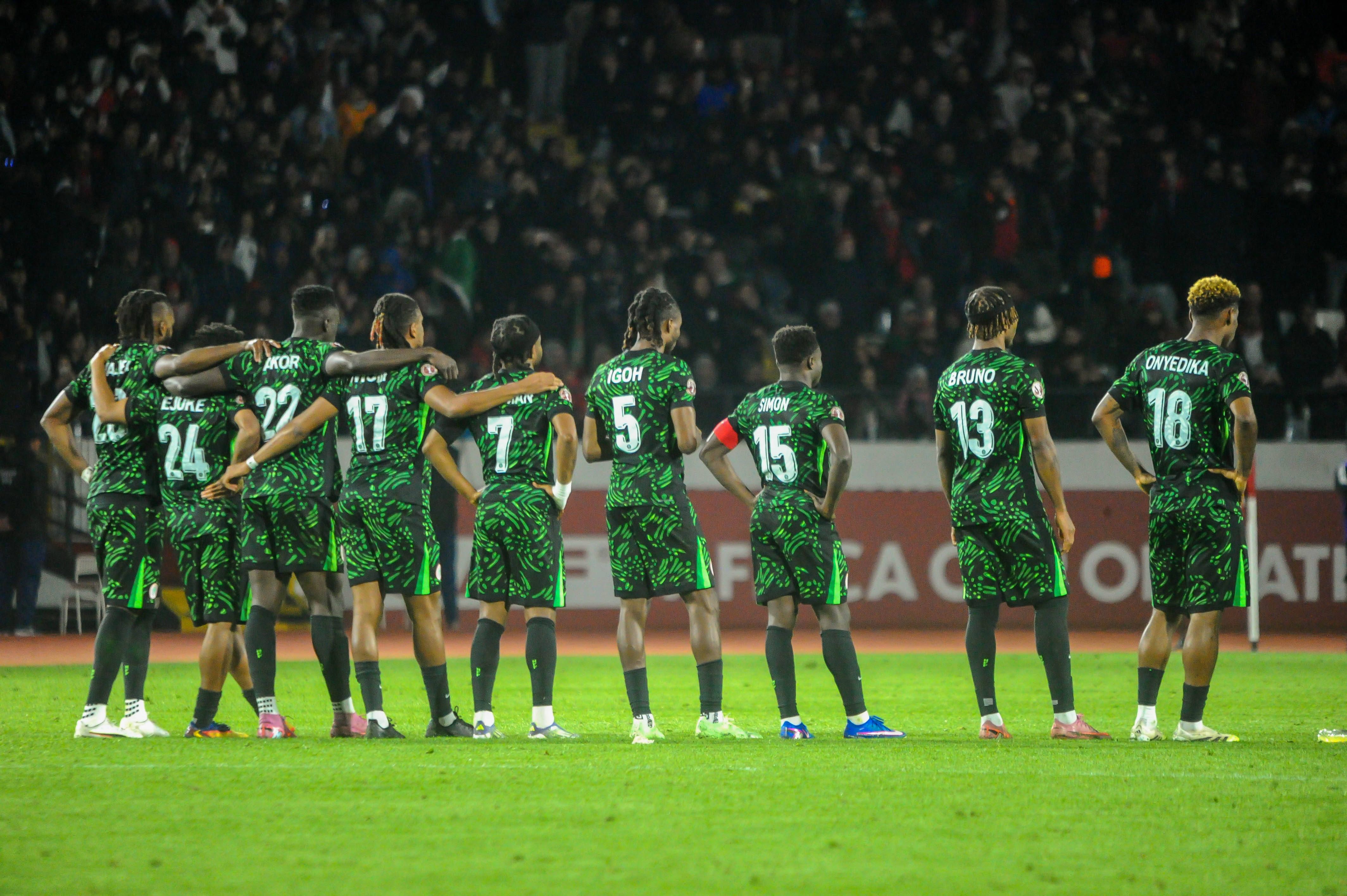 Paul Onuachu, Raphael Onyedika, Semi Ajayi, Fisayo Dele Bashiru, Akor Adams, Bruno Onyemaechi, Bright Osayi Samuel, Samuel Chukwueze, Stanley Nwabali, Igoh Ogbu, Moses Simon, Nigeria during the AFCON third place match between Egypt and Nigeria