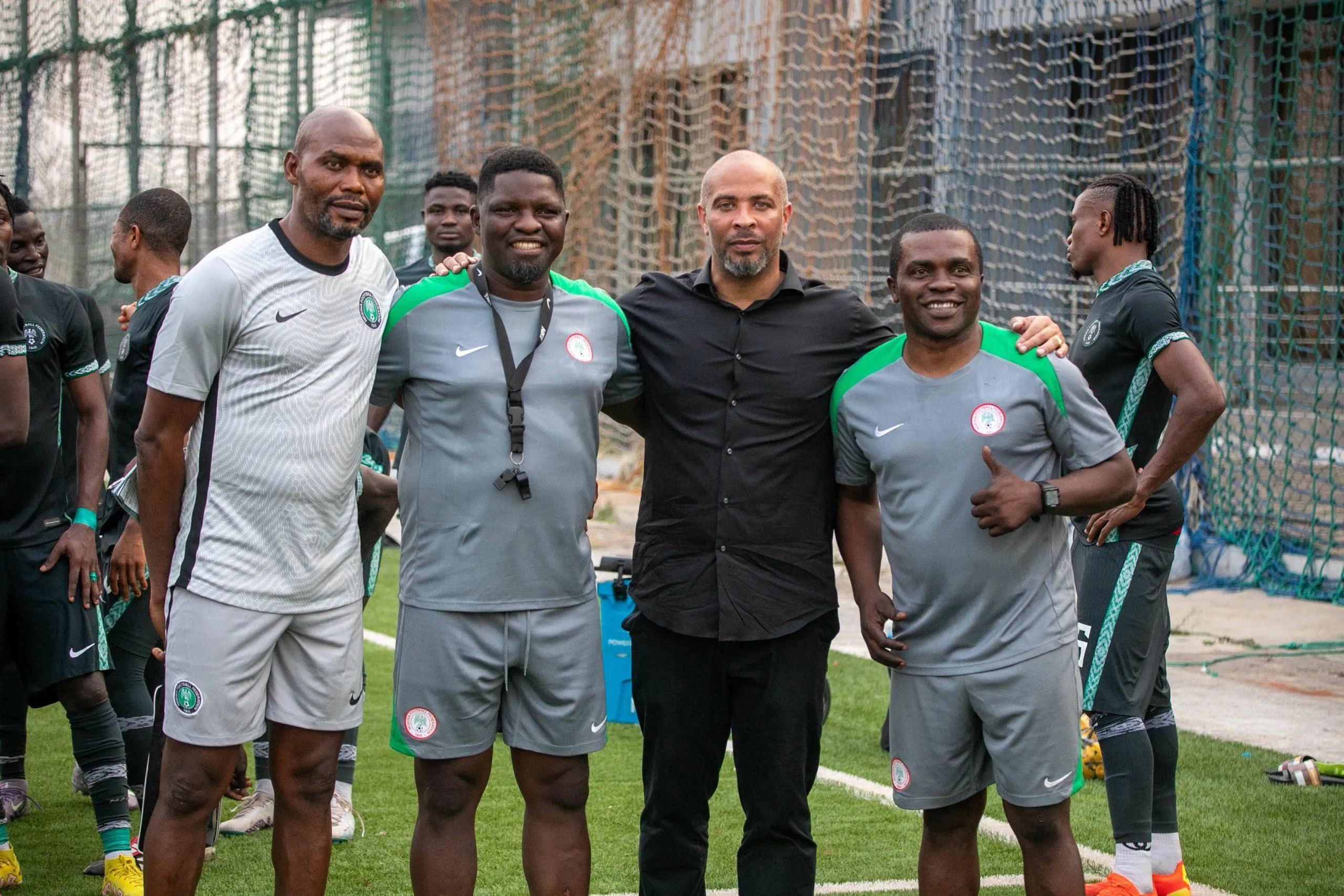 Nigeria Super Eagles coach Eric Chelle and his assistant coaches. Photo by IMAGO 