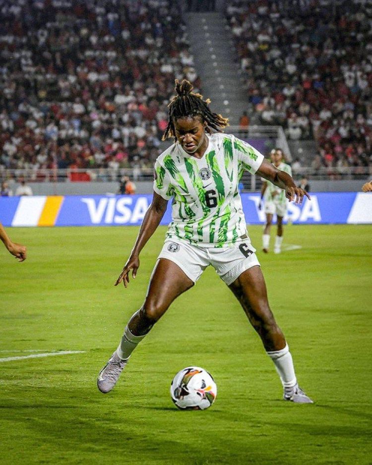 Esther Okoronkwo in action for the Super Falcons of Nigeria at WAFCON 2024