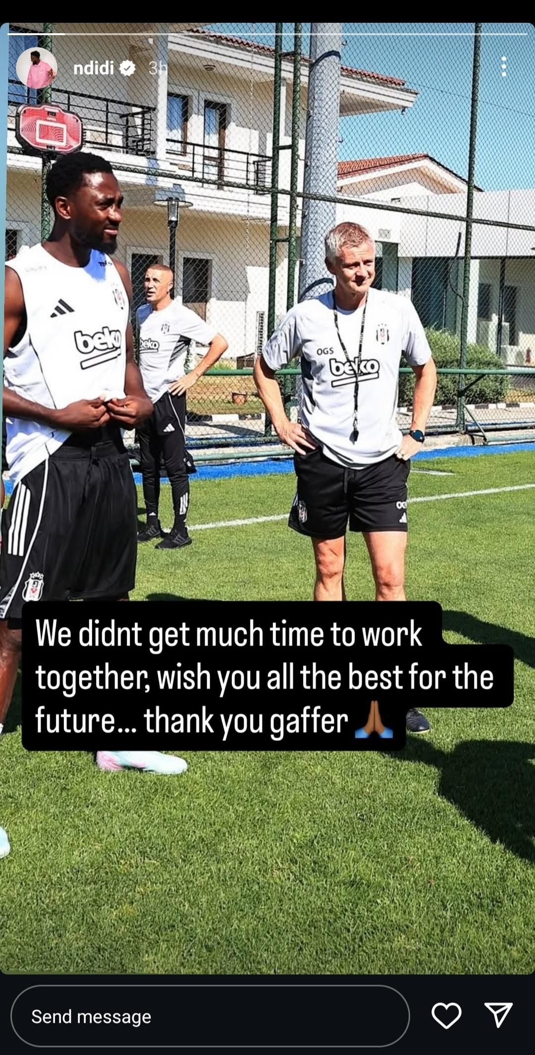 Wilfred Ndidi sends a farewell message to Ole Gunnar Solksjaer