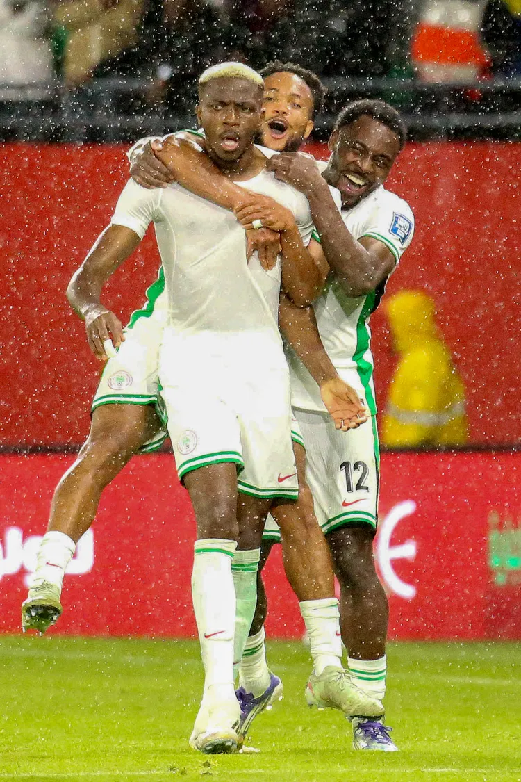 Super Eagles stars Vic Osimhen, Chidera Ejuke and Bright Osayi-Samuel 