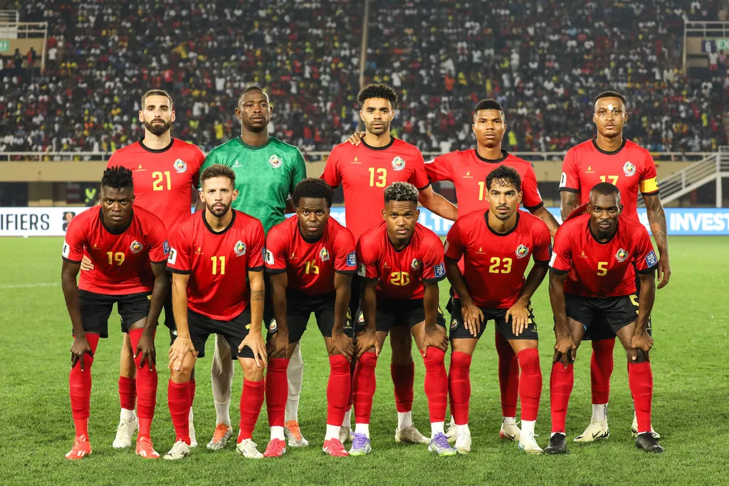 Mozambique line up before the 2026 FIFA World Cup Qualifiers football match between Mozambique and Uganda in Kampala, Uganda