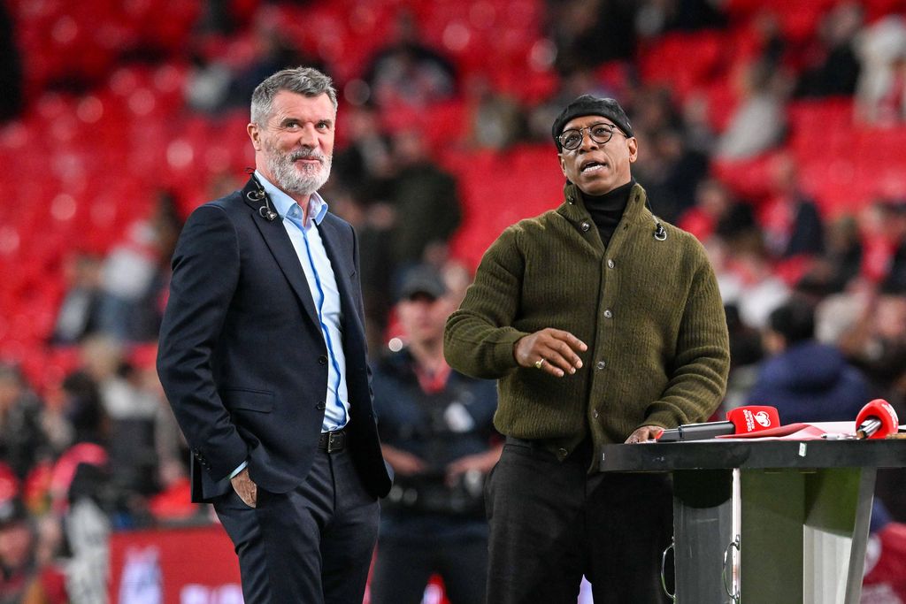 TV pundits Roy Keane and Ian Wright ahead of the 2026 FIFA World Cup Qualifier match between England and Albania at Wembley Stadium