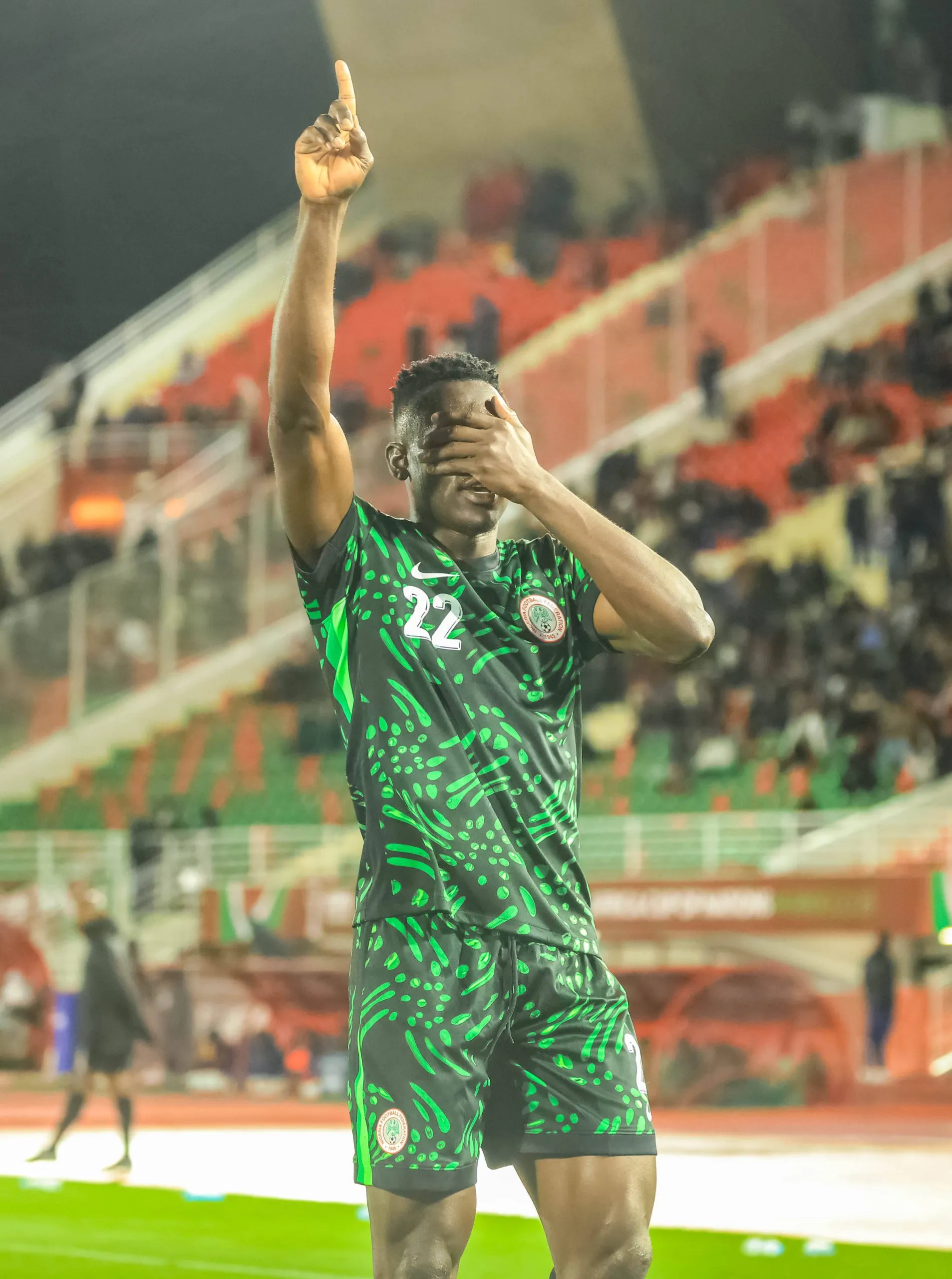Akor Adams of Super Eagles against Mozambique