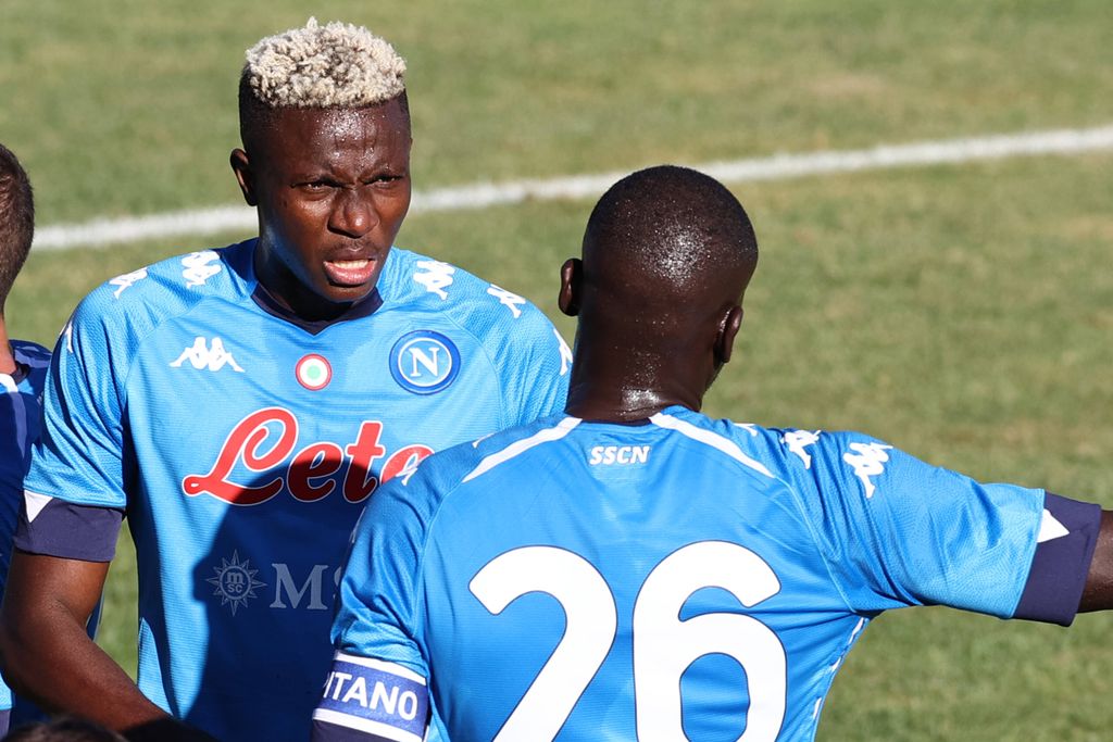 Victor Osimhen and Kalidou Koulibaly during the friendly football match between SSC Napoli and SS Teramo Calcio 