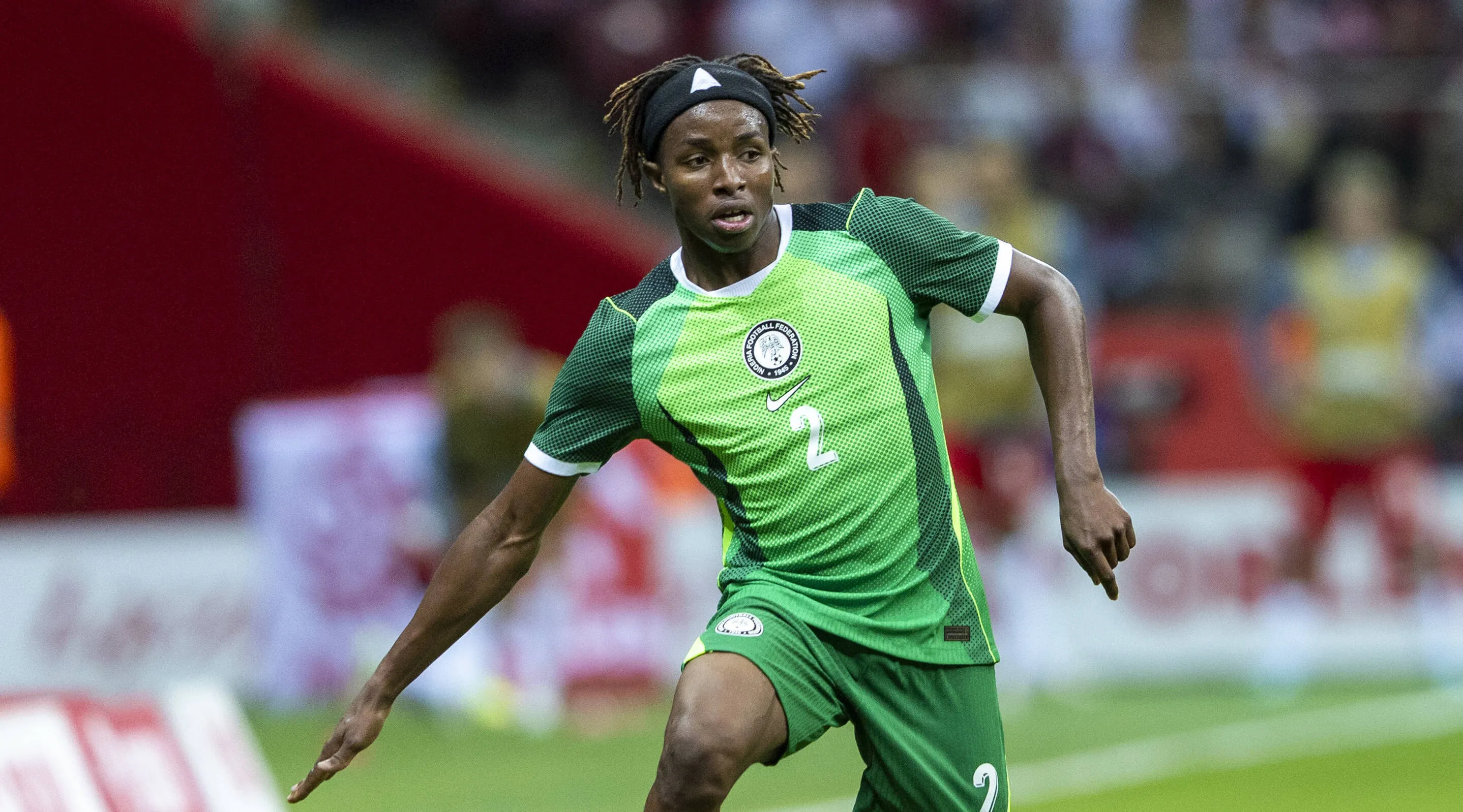 Super Eagles defender Abdullahi Bewene versus Poland