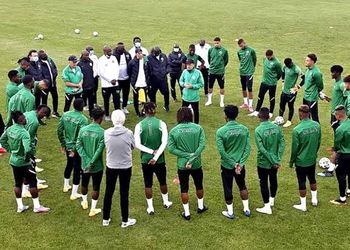 Watch: Super Eagles mourn Nigerian fans’ deaths during Nigeria vs South Africa semi-final clash