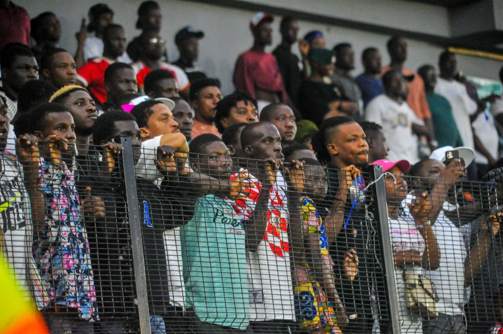 Fans during the Naija Super 8 Finals match between Sporting Lagos and Remo Stars at Mobolaji Bank Anthony Stadium