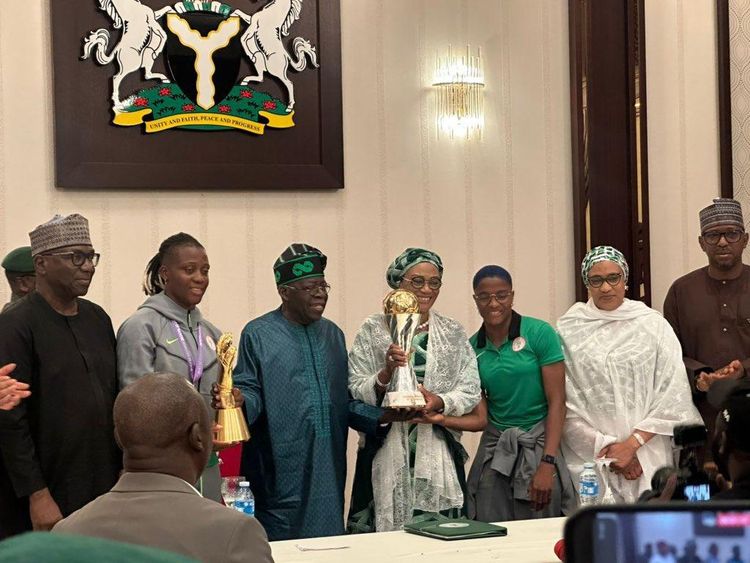 Super Falcons with President Bola Tinubu